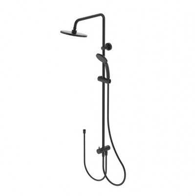 SISTEM DUS IDEALRAIN SILK BLACK ,CAP DUS 200 MM,FURTUN IDEALFLEX 1750MM SI PARA 100 MM (SE POATE CONECTA LA ORICE BATERIE DE DUS)